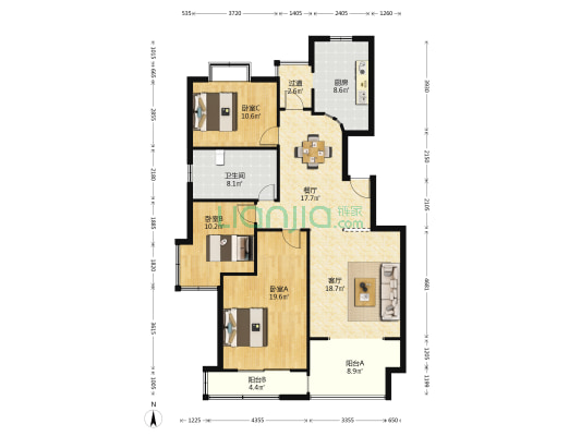 海上华庭 3室2厅1卫 137平方