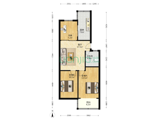 东李职工宿舍 3室1厅1卫 82平方