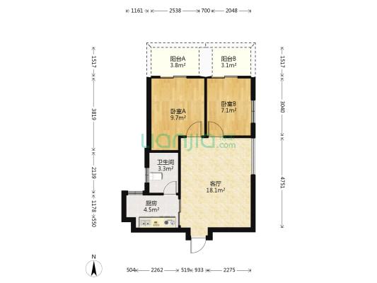 爱都花园 2室1厅1卫 65平方