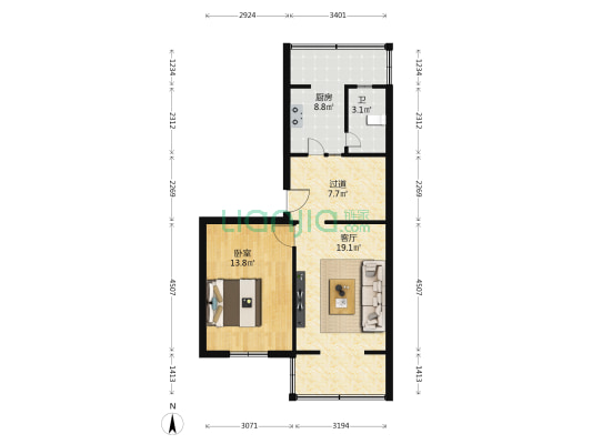 店子街 1室1厅1卫 59平方