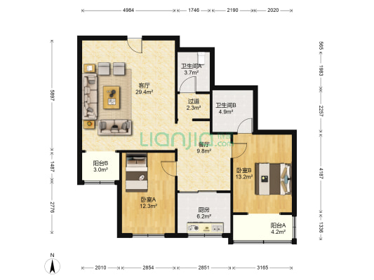 燕港怡园 2室2厅2卫 115平方