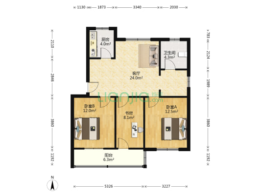 兆山新村 3室1厅1卫 90平方
