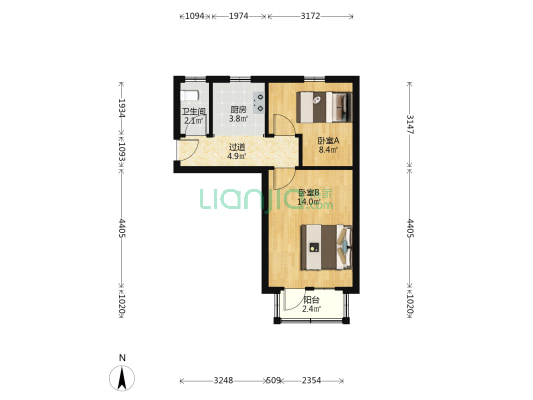 北京西路75号 2室0厅1卫 45平方