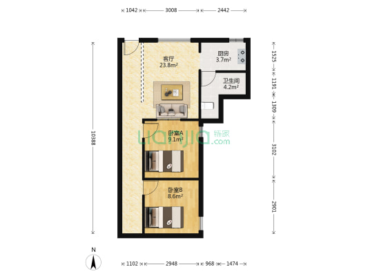 耀华社区耀华西街 2室1厅1卫 55平方