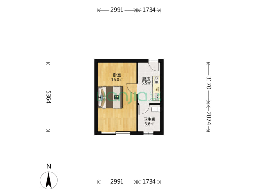 广中四村 1室0厅1卫 32平方