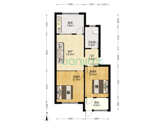 海魂家属院 2室1厅1卫 75平方