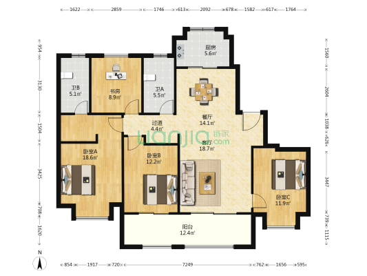 江明府 4室2厅2卫 159平方