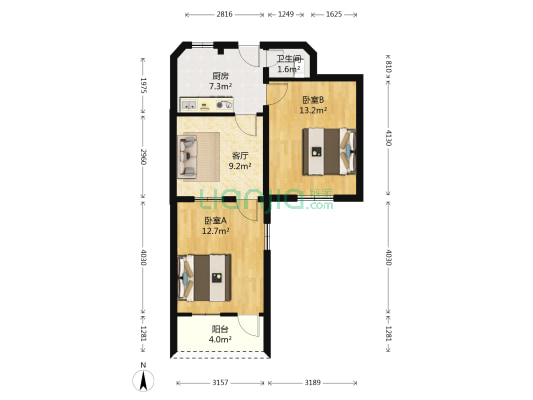 日东新村 2室1厅1卫 43平方