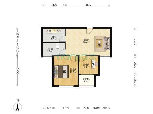 白沙通苑 2室1厅1卫 70平方