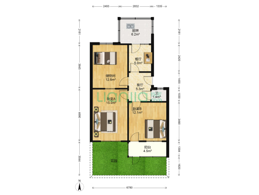 浪潮五宿舍 2室2厅1卫 68平方
