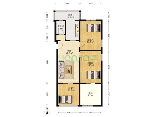 将军街7号 3室1厅1卫 94平方