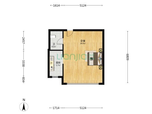 中国电子华北总部项目（一期） 1室0厅1卫 74平方