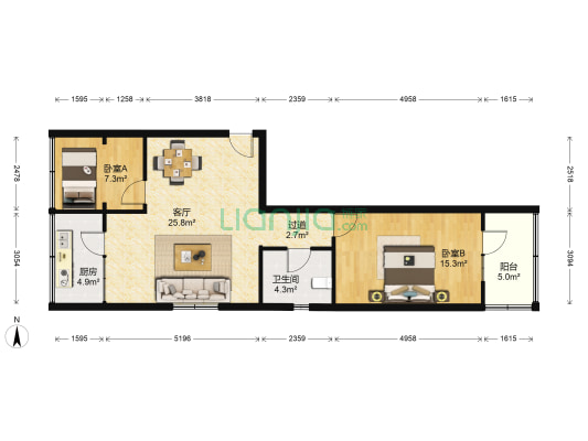 三运司家属院（红山跟西路） 2室1厅1卫 82平方