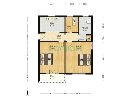 古柏小区 3室0厅1卫 89平方