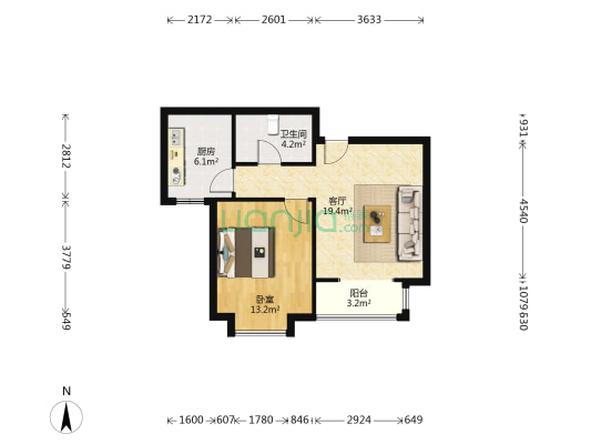 家诚里 1室1厅1卫 67平方
