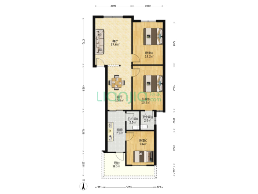 海富楼 3室2厅2卫 113平方