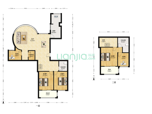 中梁海景壹号 5室1厅2卫 145平方