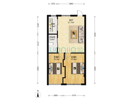 江州楼 2室1厅1卫 72平方