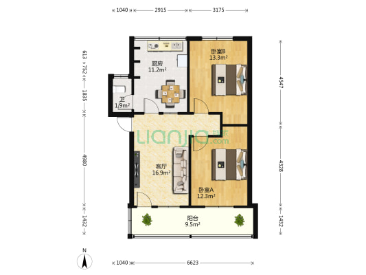 油脂化工厂宿舍 2室1厅1卫 70平方
