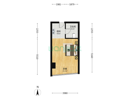 廊和坊国际金融城 1室0厅1卫 48平方