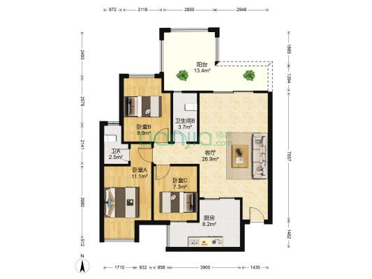 和府御堡 3室1厅2卫 84平方