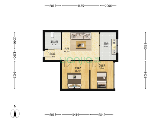 西固巷社区 2室1厅1卫 69平方