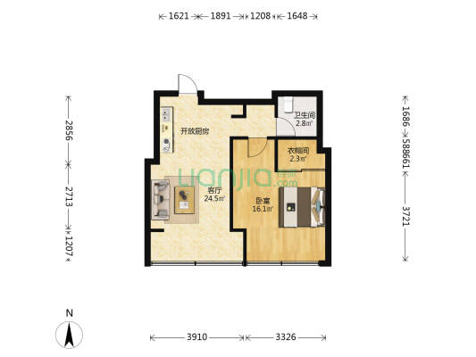 交运大厦 1室1厅1卫 76平方