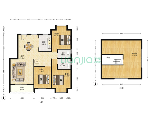 山水华府 3室1厅2卫 172平方