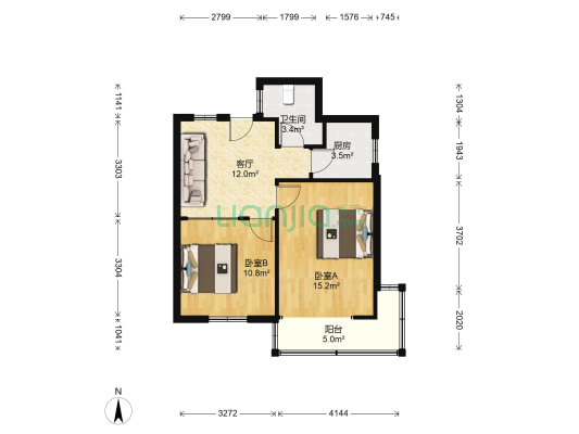 里河一村 2室1厅1卫 59平方