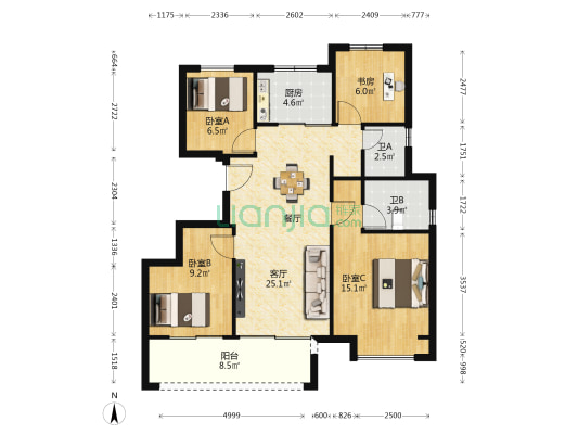 华尚·数智中心 4室1厅2卫 102平方