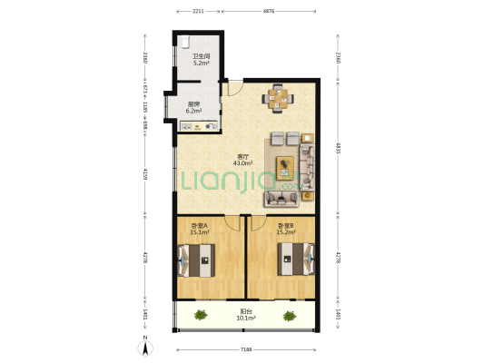 警苑小区 2室1厅1卫 119平方