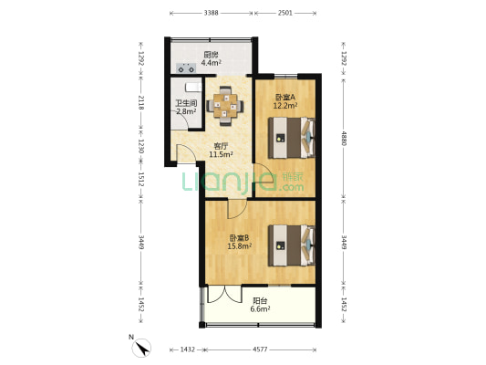 永安街 2室1厅1卫 46平方