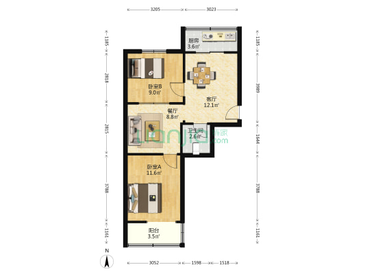 海纳星火路小区 2室2厅1卫 64平方