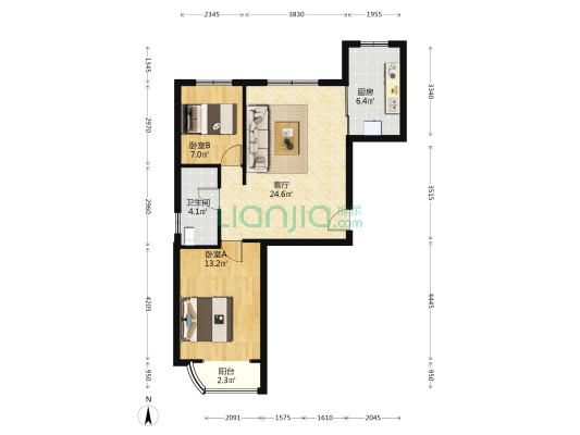书香苑小区 2室1厅1卫 76平方