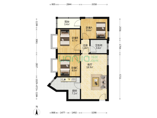 东堤三马路 3室1厅1卫 76平方