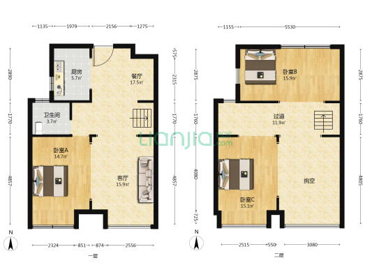 紫鑫中央广场(长沙县) 3室2厅1卫 82平方