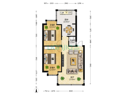 云南省杂技团宿舍 2室1厅1卫 50平方