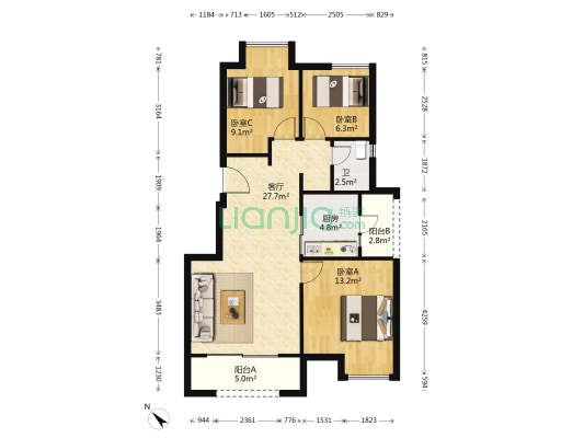 万科御澜山 3室1厅1卫 87平方