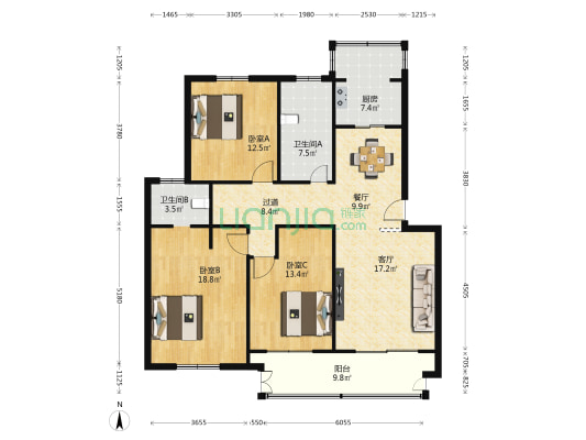 金水湾花园 3室2厅2卫 129平方