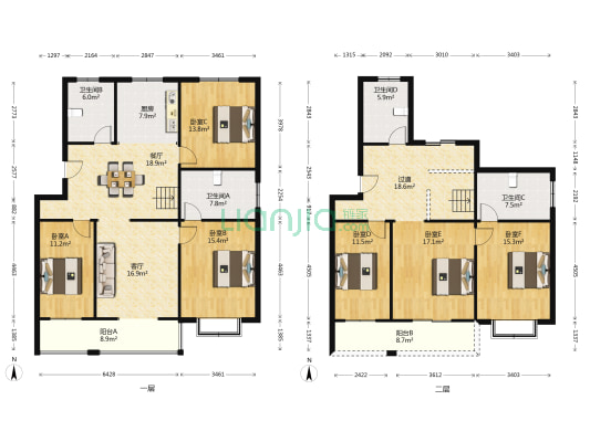 金汇苑 6室2厅4卫 129平方