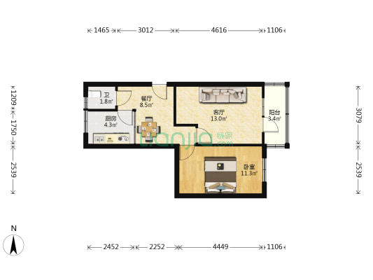 兰铁分局八队家属院 1室2厅1卫 48平方
