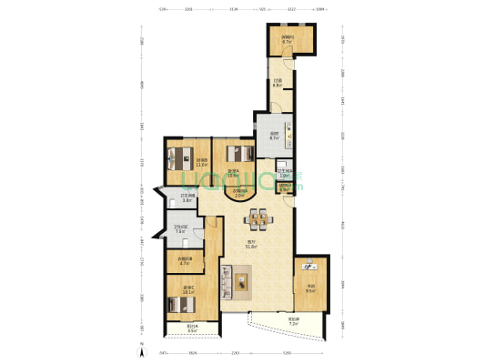 金苑 4室1厅3卫 238平方