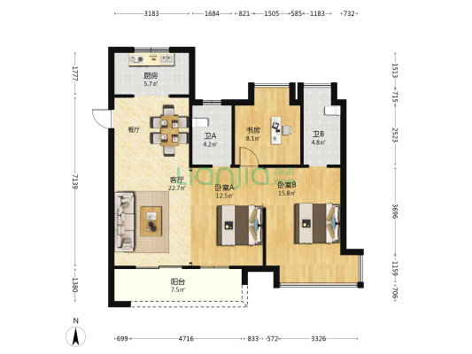 联投未来城 3室1厅2卫 108平方