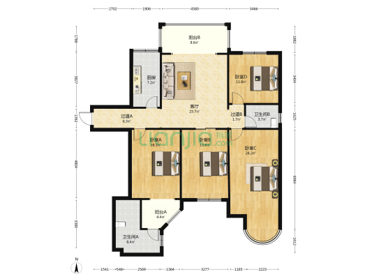 连城别苑雅园 4室1厅2卫 170平方