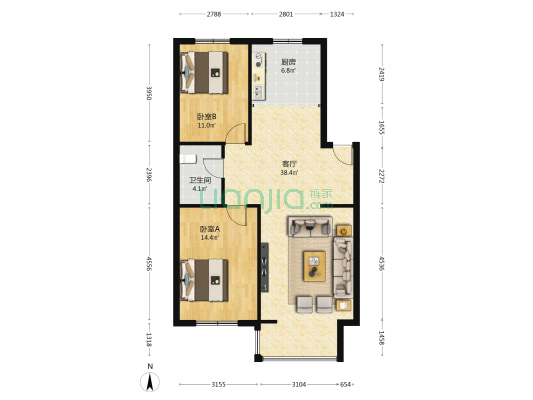 古城宜家2期 2室1厅1卫 96平方