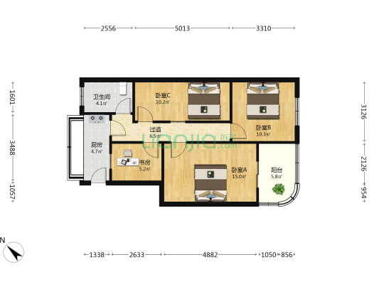 街道口工商银行宿舍 4室0厅1卫 77平方