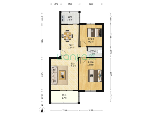 兰州机床厂家属院南区 2室2厅1卫 77平方
