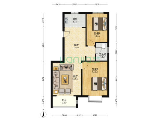 小区体量大，环境绿化好，小区内就是花园-户型图