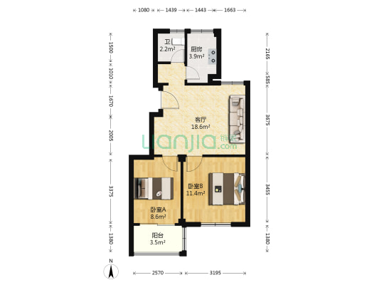 舒沁苑 2室1厅1卫 69平方