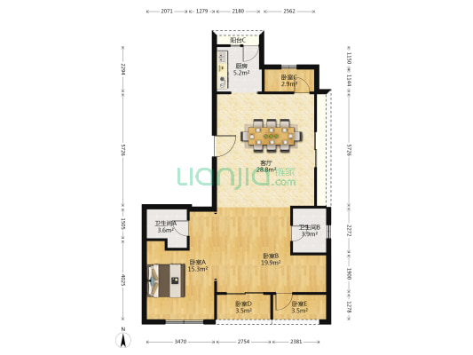 保亿麓语湖苑 5室1厅2卫 116平方